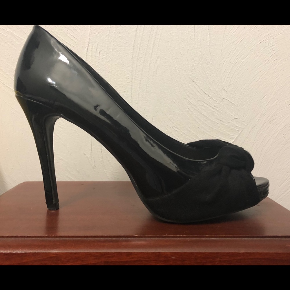 Black peep toe heels